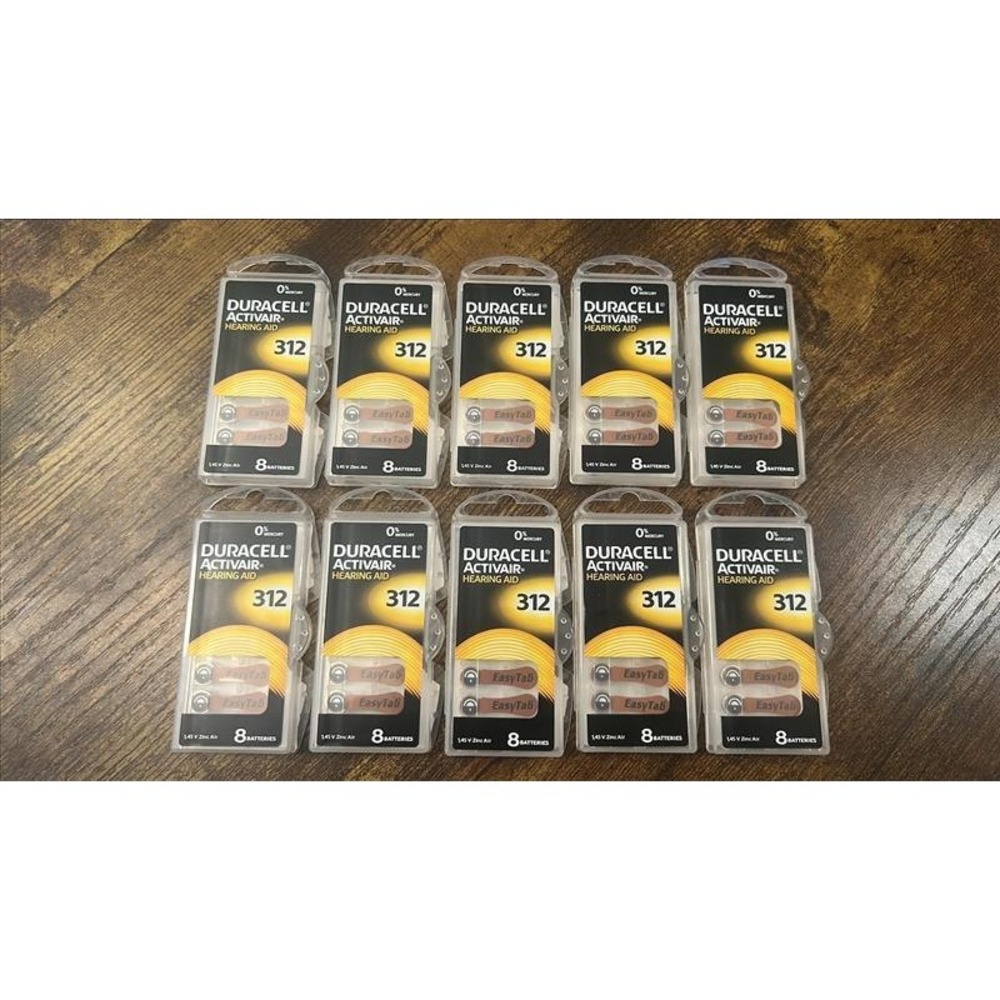 Duracell Activair Hearing Aid Batteries Size 312 Brown Tab 1.45V 80 Ct 10 Packs